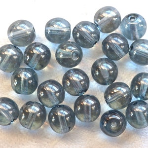 Lot of 25 8mm Czech glass druks, Lumi Blue smooth round druk beads  C3701