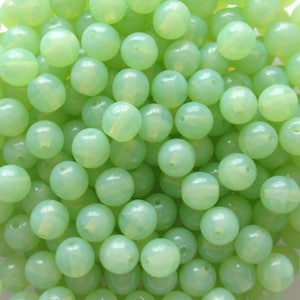 50 6mm Czech glass green druk beads - milky mint green opal - smooth round druks C0017