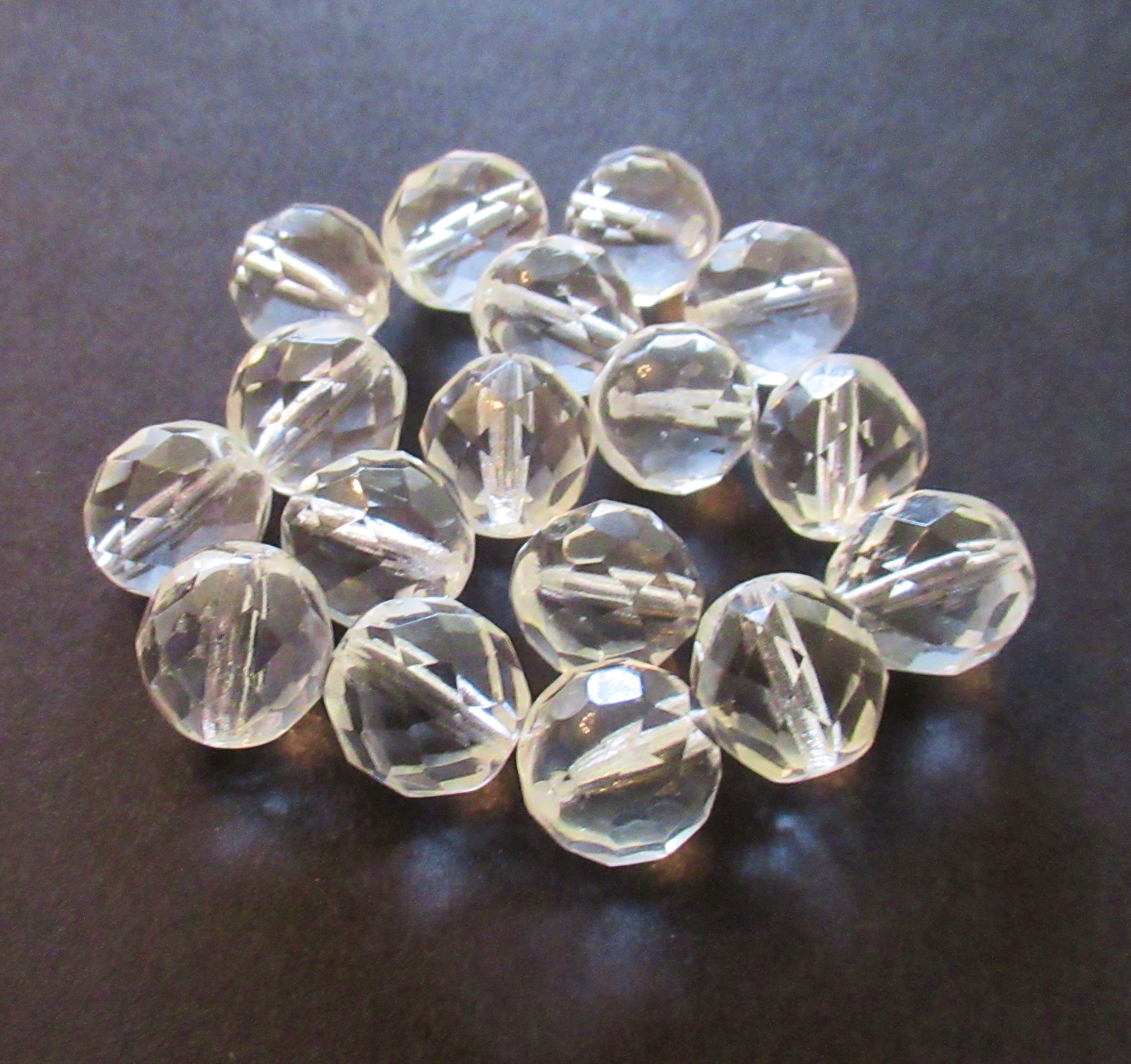 Ten Czech glass fire polished faceted round beads - 12mm crystal clear –  Glorious Glass Beads