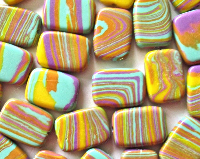 Rectangle Beeds 15mm Calsilica Rainbow Rectangle Beads - 15 X 11mm - Synthetic ...
