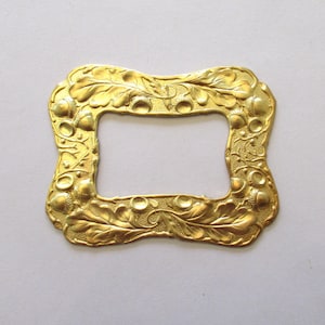 1 large rectangular brass stamping frame - Ornate Victorian pendant, - connector - ornament - component 3.125" x 2.5" made in the USA C00232