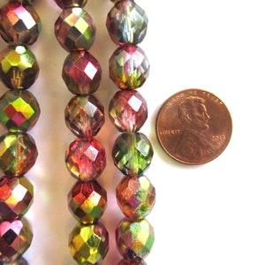 Ten Czech glass fire polished faceted round beads 10mm tutti frutti AB color mix beads C0077 Ten Czech glass fire polished faceted round beads 10mm tutti frutti AB color mix beads C0077