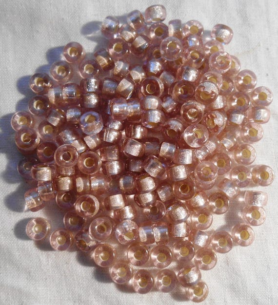 50 6mm Czech Light Pink Silver Lined Glass Pony Roller Beads