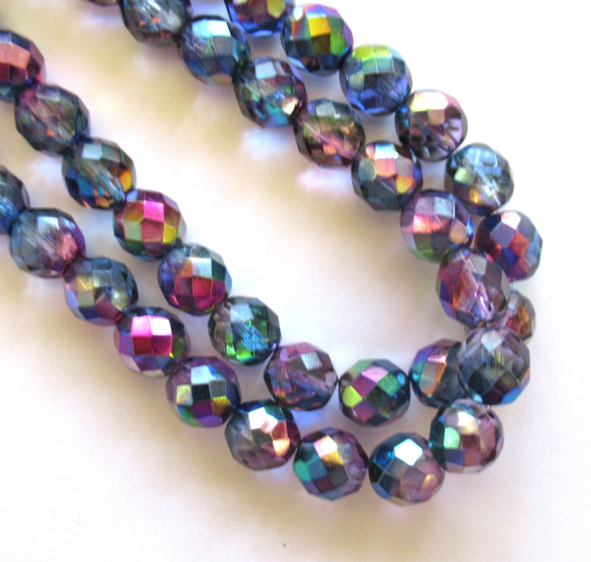 Ten Czech glass fire polished faceted round beads 10mm tutti frutti AB color mix beads C0077 Ten Czech glass fire polished faceted round beads 10mm tutti frutti AB color mix beads C0077