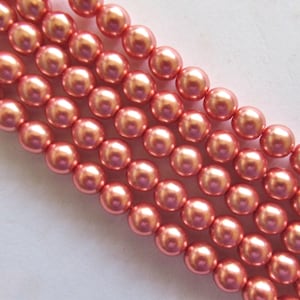 50 6mm Preciosa Czech glass pearl druk beads - pink blush smooth round glass pearls C0096 image 2