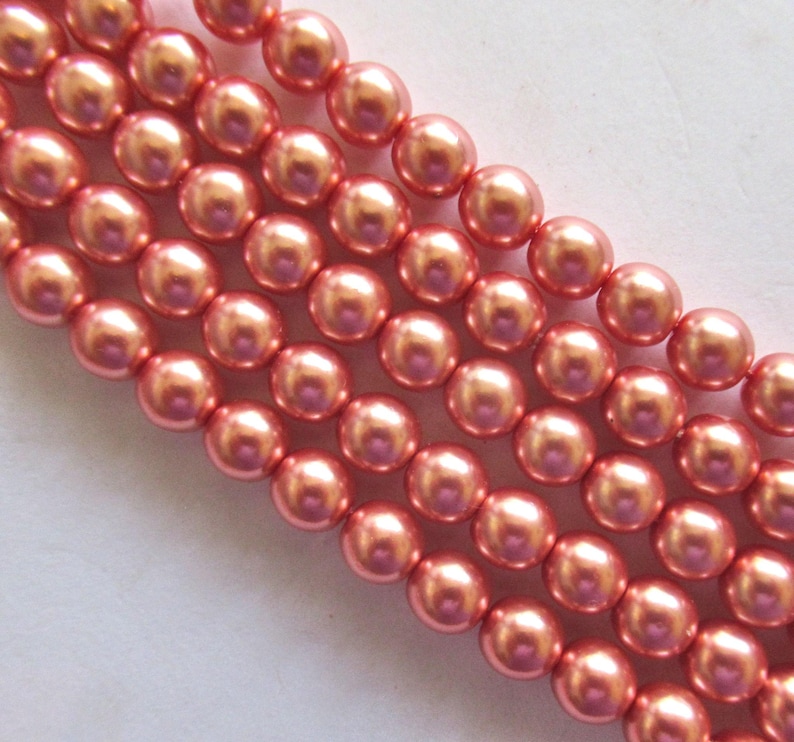 50 6mm Preciosa Czech glass pearl druk beads - pink blush smooth round glass pearls C0096 image 2