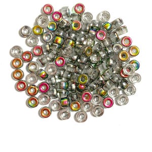 Fifty 6mm Czech crystal vitral pony roller beads, large hole glass crow beads - C0065