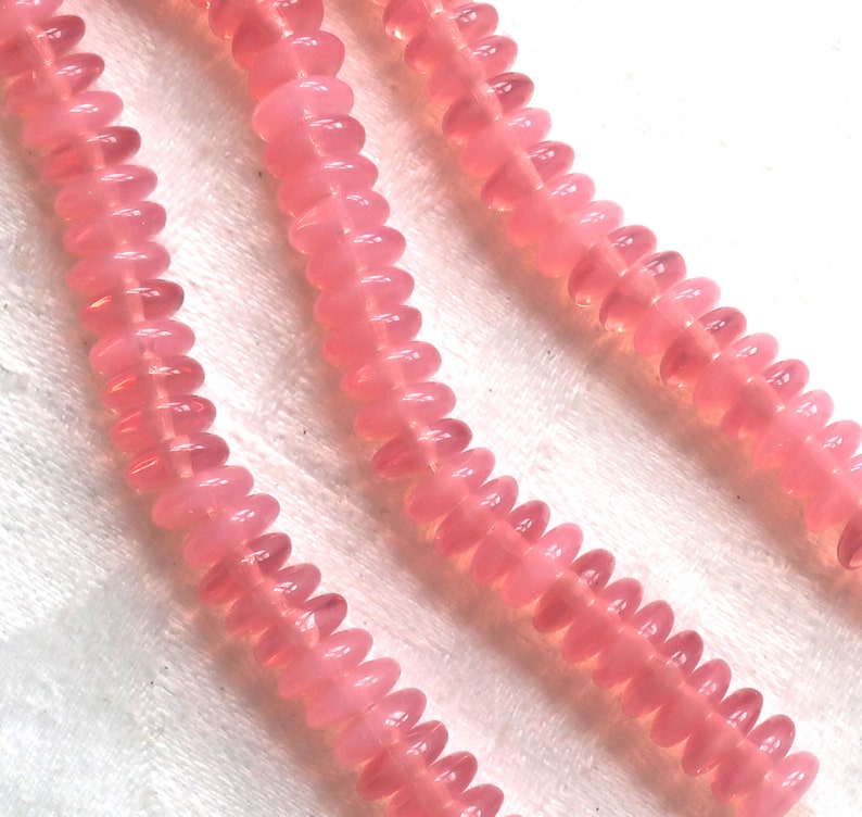 Lot of 50 6mm Czech glass rondelle beads milky pink flat Etsy