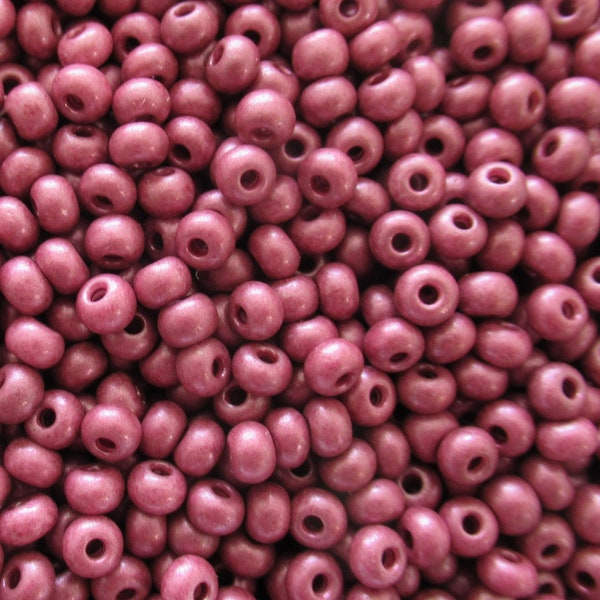 24 grams Czech glass Preciosa Rocaille 6/0 seed beads - opaque matte berry pink pearl size 6 seed beadsl - 4mm spacer beads C00471