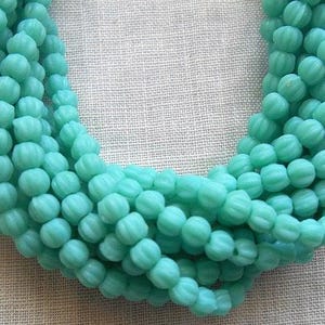 Lot of 100 3mm opaque turquoise blue Czech pressed glass melon beads C0750
