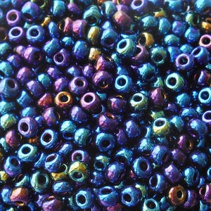 Blue Iris Czech Glass Seed Beads: 4mm Size 6/0 Preciosa Rocaille Spacer Beads (24 grams) C5524