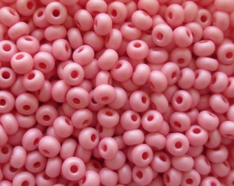 24 grams Czech glass Preciosa Rocaille 6/0 seed beads - opaque matte baby pink pearl size 6 seed beadsl - 4mm spacer beads C00201