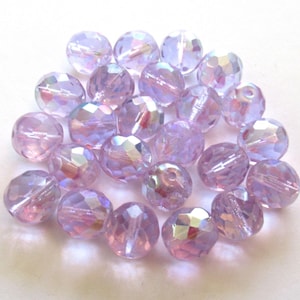 Twintig 10 mm Tsjechisch glas gepolijste ronde facetkralen - alexandriet, lila, lavendel AB kralen C0089
