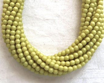 Lot of 100 3mm opaque light green Czech glass druks, Honeydew Pacifica smooth round druk beads C0701