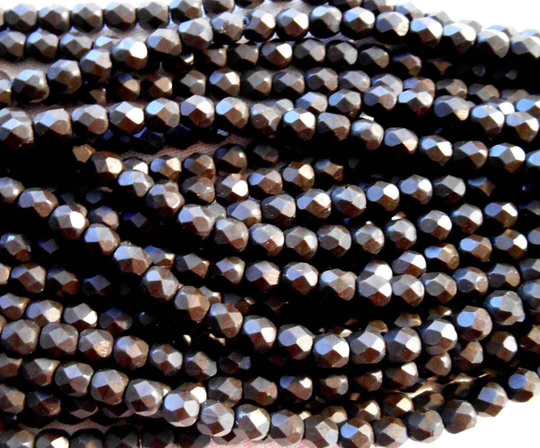 Lot De 120 Perles Tchèques En Cristal De Bohême - 4 Mm, Rondes, Couleur Orange
