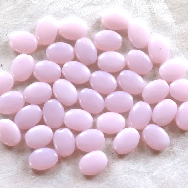 25 Milky pink flat oval Czech Glass  beads, 12mm x 9mm pressed glass beads C0067