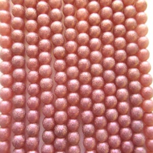 50 6mm Czech glass druk beads - Matte Cosmic Twinkle Milky Pink smooth round druks - C0048