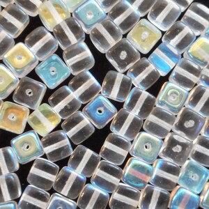 Set van 25 kristallen AB kubuskralen, 5 x 7 mm Tsjechische glaskralen, C6225