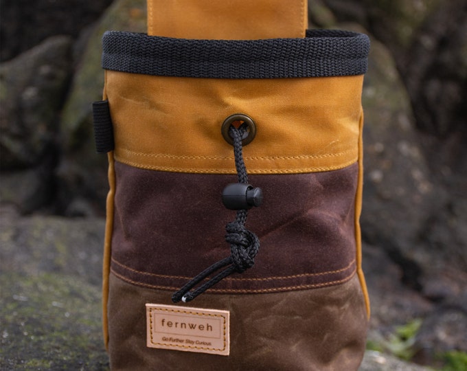 Waxed Cotton Canvas Chalk Bag - Sand/Bracken/Bark