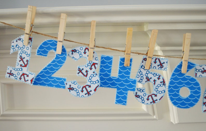 Iron On Anchors Away Monthly Numbers for Babies