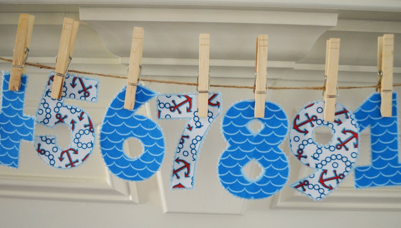 Iron On Anchors Away Monthly Numbers for Babies
