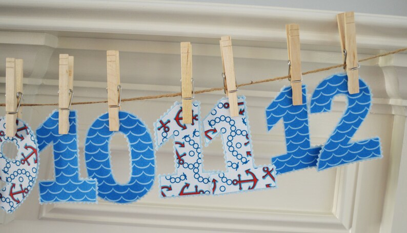 Iron On Anchors Away Monthly Numbers for Babies