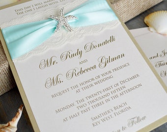 Beach Wedding Invitation Etsy