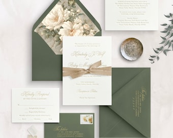 Kimberly | Foil Pressed Invitation Suite - 2Ply Luxury Cotton Card Stock Wedding Invitation - Elegant and Classic Semi Custom Design