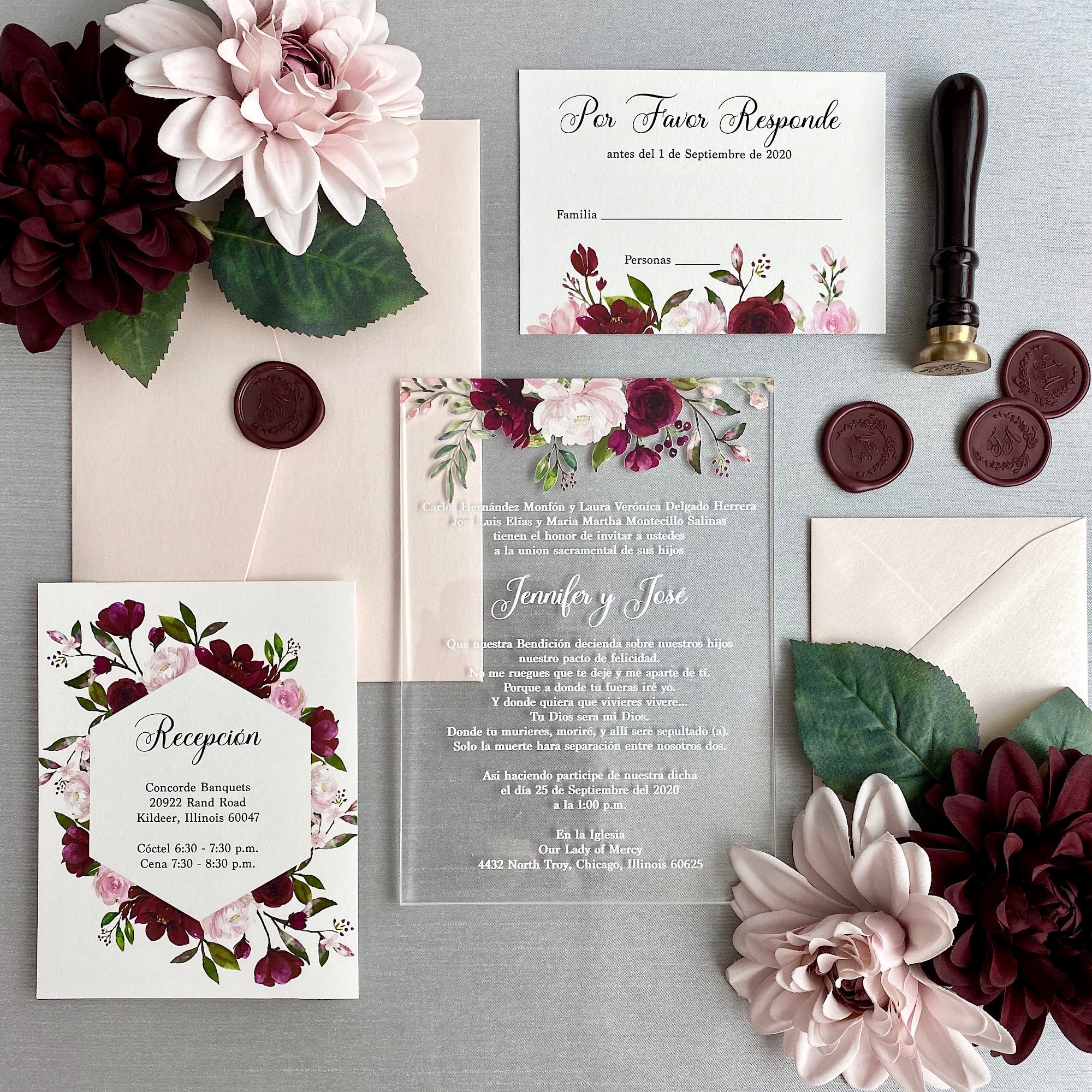 JENNIFER Acrylic Wedding Invitation Clear Acrylic