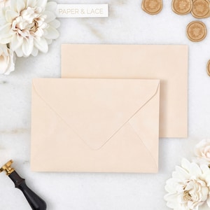 Champagne Velvet Envelopes - 4bar, A7 or A9 Euro Flap Envelopes - Wedding Invitation Envelopes - Suede Inner Envelope - Creamy Ivory