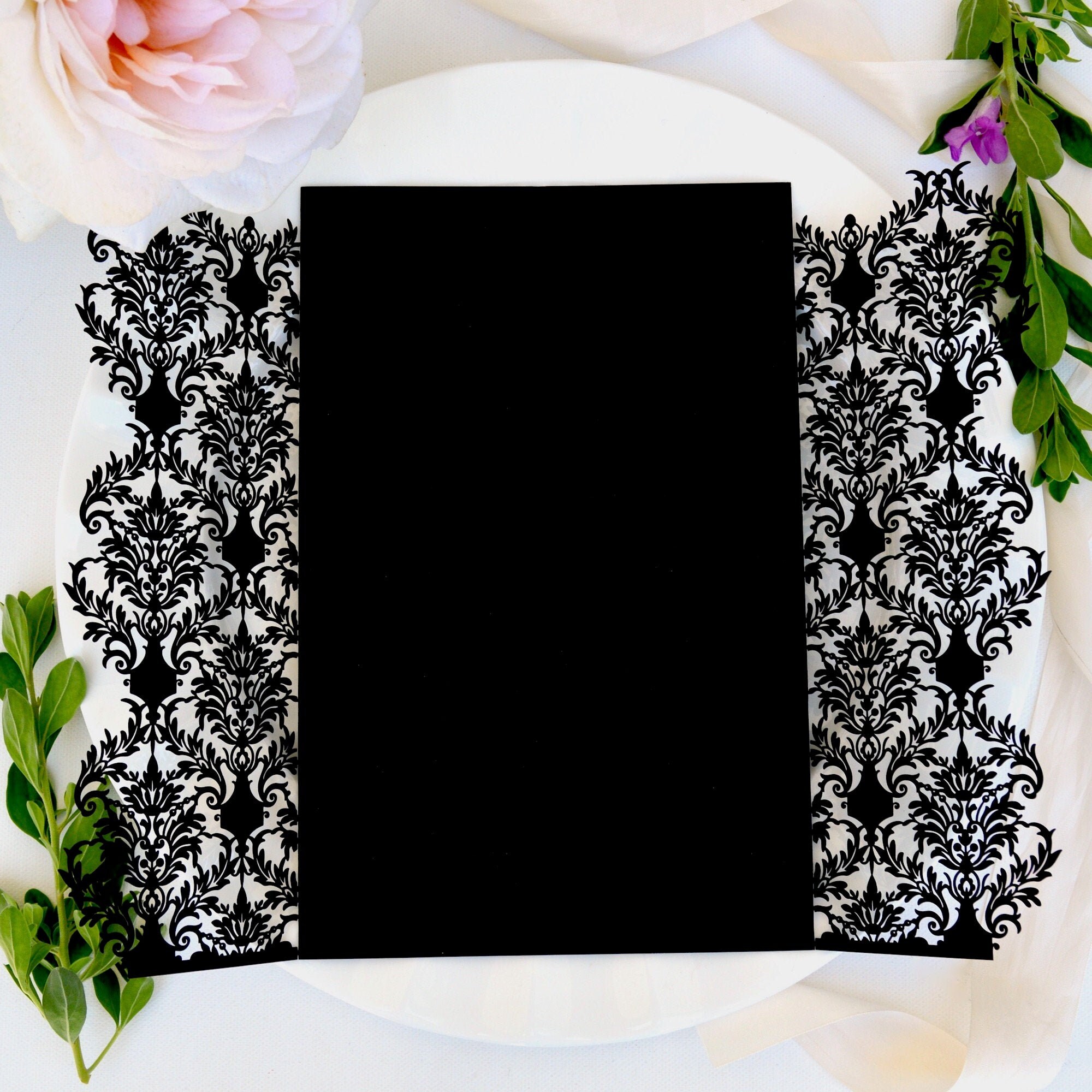 Diy Damask Laser Cut Gatefold Laser Cut Wedding Invitation