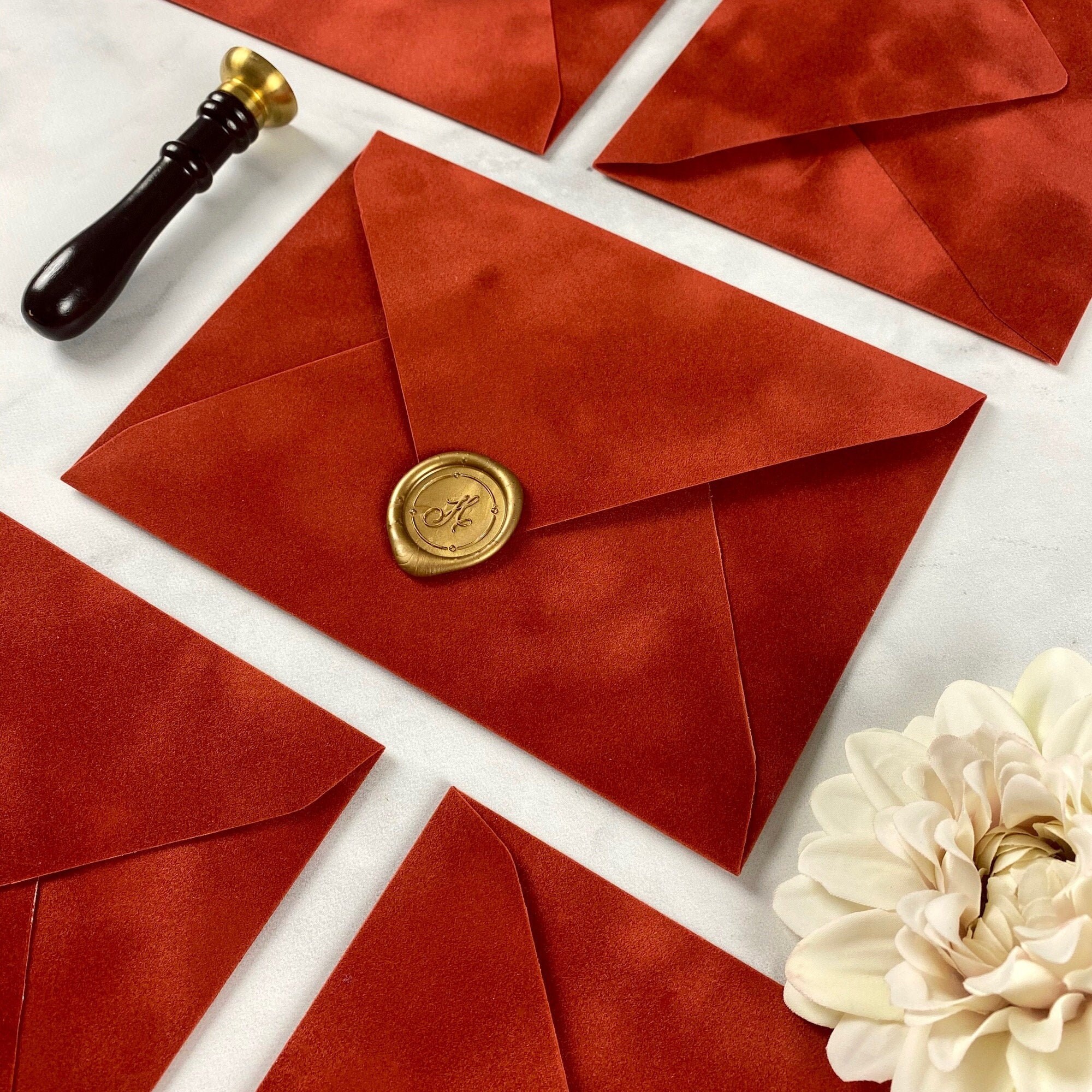 RUST Velvet Envelope Suede Envelope A7 Euro Flap Etsy