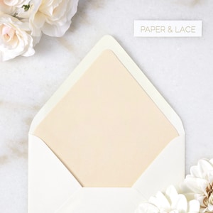 Champagne Velvet Envelope Liners - A7 or A9 Euro Flap Liner - Suede Envelope Liners - Ivory - Cream
