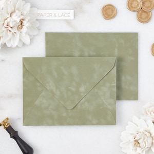 Sage Velvet Envelopes - 4bar, A7 or A9 Euro Flap Envelopes - Suede Envelopes - Wedding Invitation Envelopes - Inner Envelope