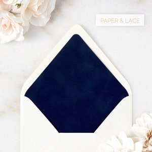 Navy Velvet Envelope Liners - A7 or A9 Euro Flap Liner - Suede Envelope Liners - Deep Blue