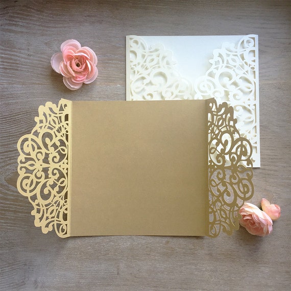 Diy Square Laser Cut Gatefold Invitation Laser Cut Wedding Etsy