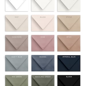 Colored Envelopes - 4Bar, A2, A6, A7 or A9 Euro Flap Envelopes - Wedding Invitation Envelopes - 50 Pack