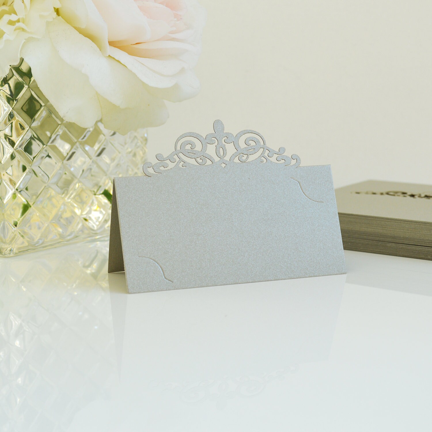 10 Pack Of Antique Silver Laser Cut Place Cards Diy Place Cards