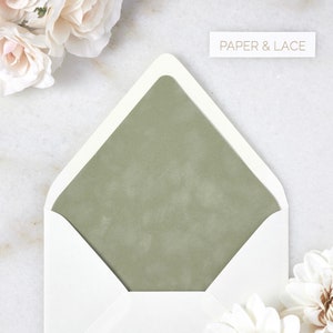Sage Velvet Envelope Liners - A7 or A9 Euro Flap Liner - Suede Envelope Liners - Olive Green