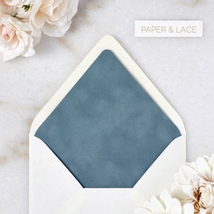 French Blue Velvet Envelope Liners - A7 or A9 Euro Flap Liner - Suede Envelope Liners - Dusty Blue