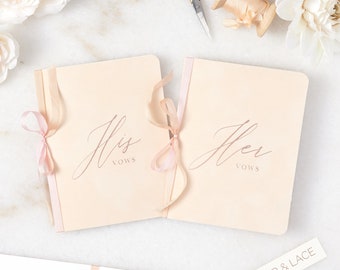 Champagne Velvet Vow Books with Rose Gold Foil for Wedding Ceremony - His Vows / Her Vows - Ivory Suede Keepsake Book - Styled Shoot Sample