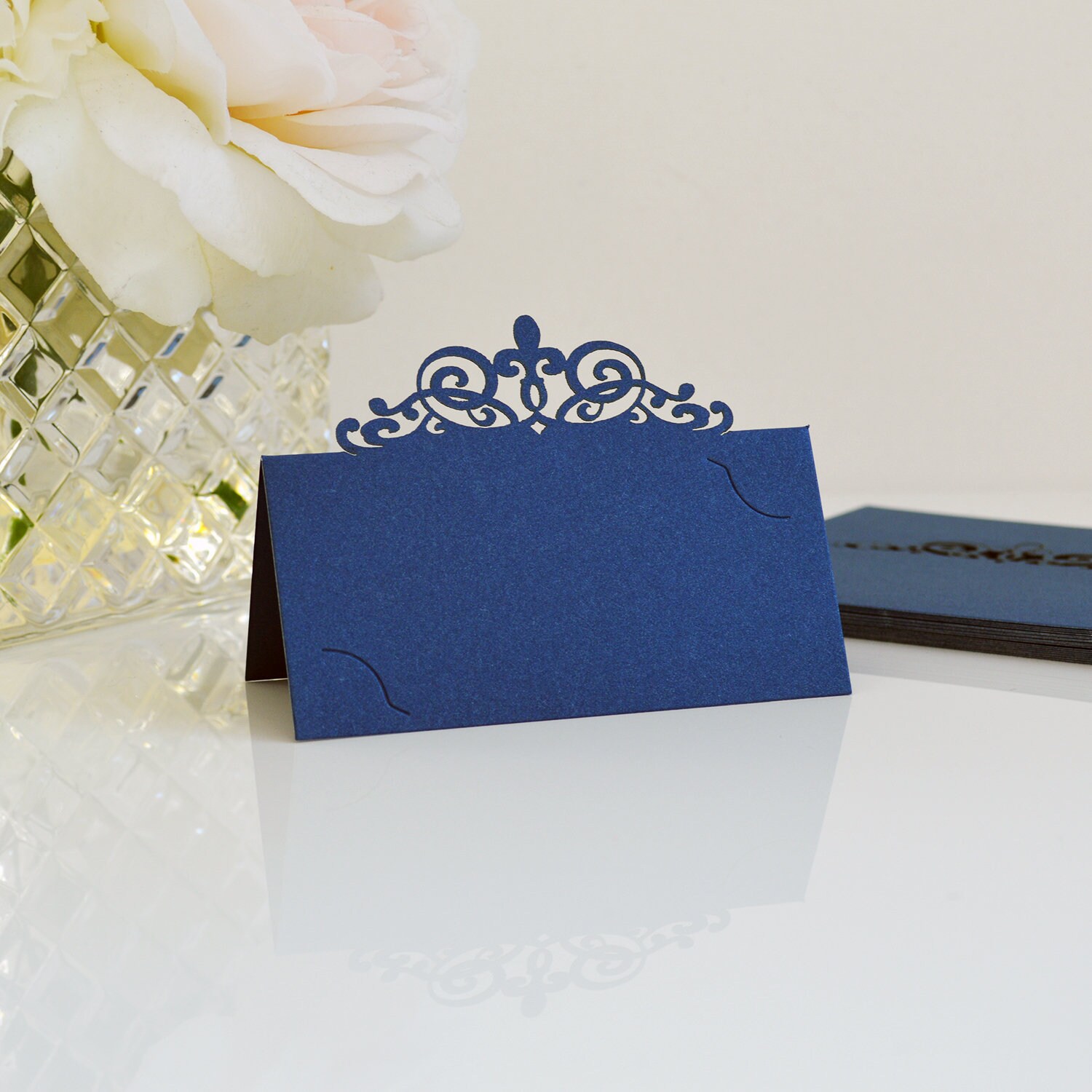 10 Pack Of Navy Laser Cut Place Cards Diy Place Cards For