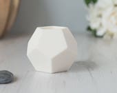 Aromatherapy Candle in White Porcelain, Geometric Holder, Natural Soy Wax, Vegan Friendly,