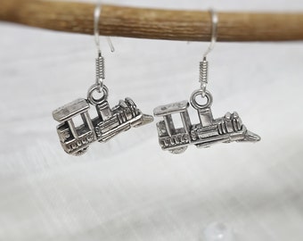 Train Dangle Earrings, 925 Sterling Silver Earrings, Train Earrings, Train Dangle Earrings, Train Jewellery, Silver Earrings, Train Charm