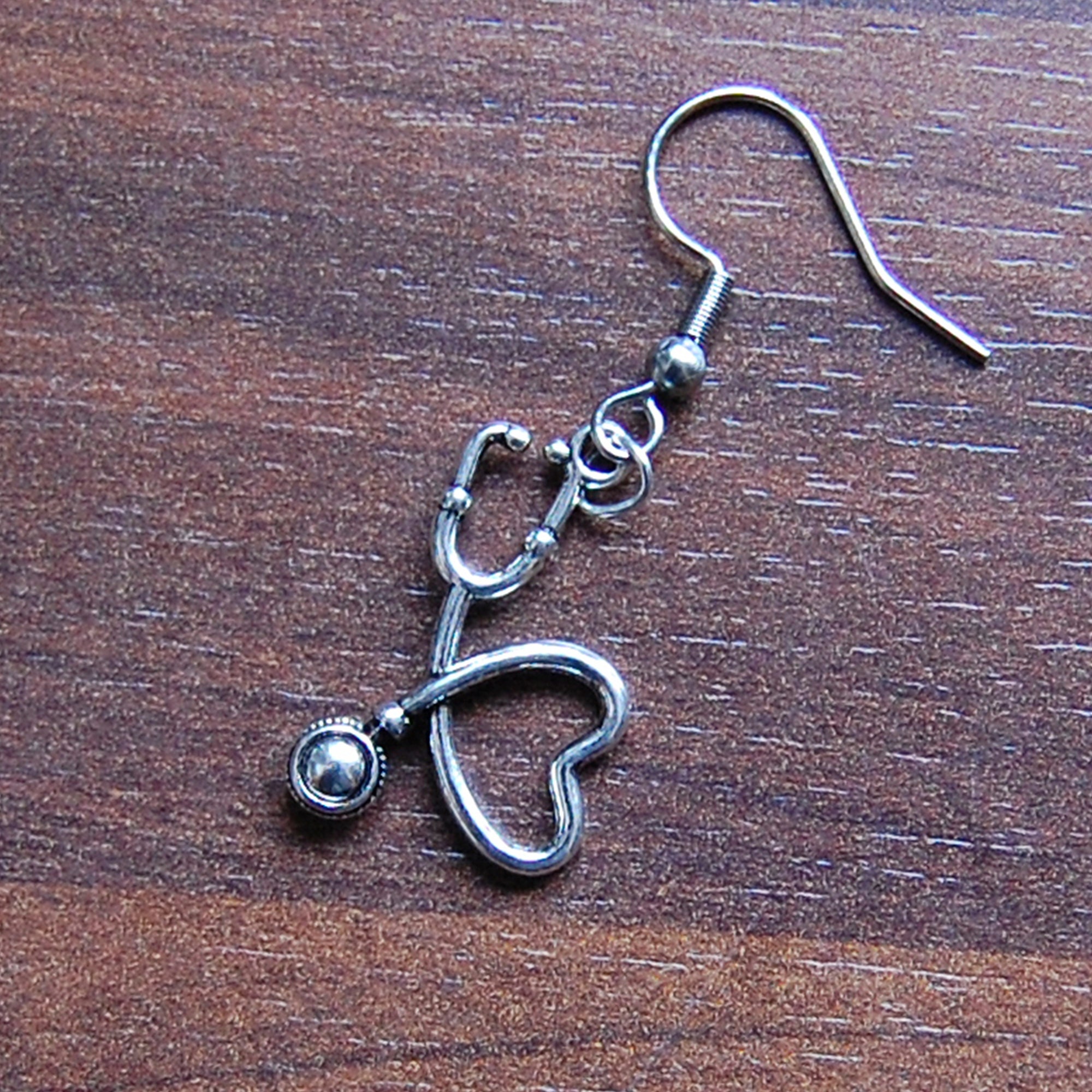 Stethoscope Heart Silver, Carer Earrings, Thank You NHS, Rainbow NHS