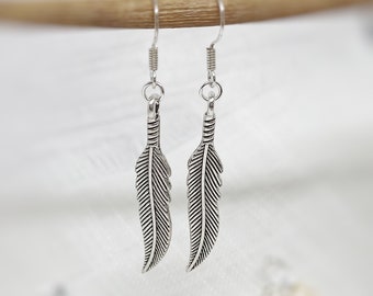 Feather Earrings, 925 Sterling Silver Earrings, Feather Dangle Earrings, Feather Earrings, Silver Earrings, Gifts For Her, Feather Jewellery