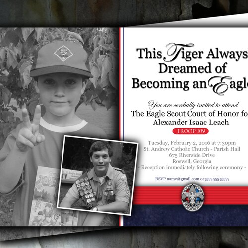 Eagle Scout Court of Honor Invitation: Journey from Tiger Patriotic Then and Now - Digital File