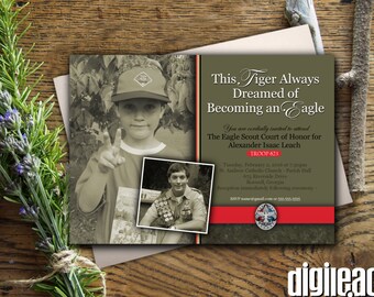 Eagle Scout Court of Honor Invitation: Journey from Tiger Olive Then and Now - Digital File