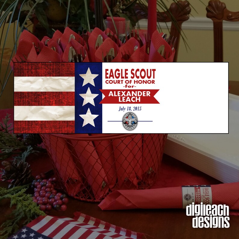 Eagle Scout Court of Honor Printable Napkin Ring Wraps Flag Etsy