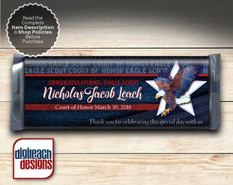 Eagle Scout Court of Honor Full Size Candy Bar Wrapper: Wings and Star Bars B - Digital File